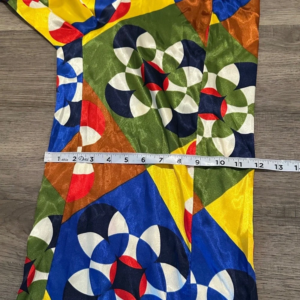 VTG Rubber Ducky 3 Piece Set Small Geometric Satin Blazer Crop Top Wide Leg Pant